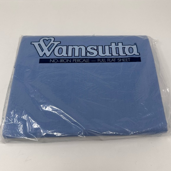 Wamsutta Vintage Full Size NIP NEW No Iron Percale Flat Sheet Medium Blue - Picture 1 of 8
